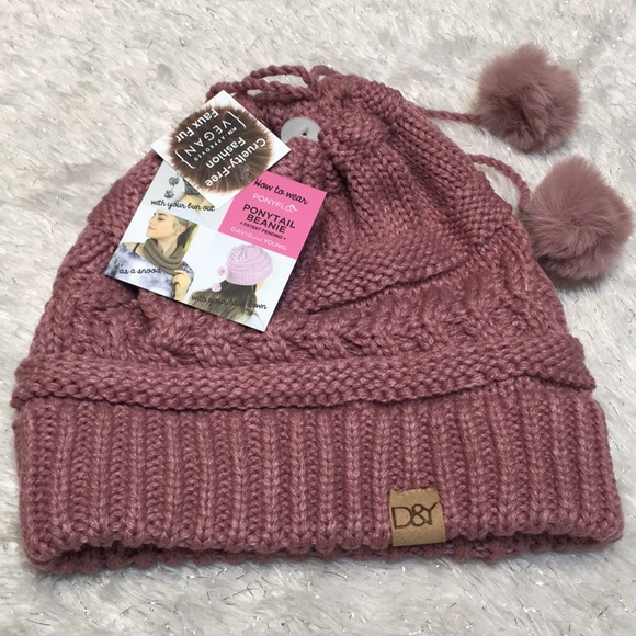 NEW hat 3 in 1 D&Y Dusty Rose ponyflo - Picture 7 of 8